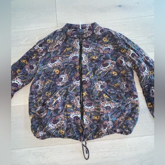 Free People floral light zip up jacket with Balloon sleeves size small S - Picture 4 of 10